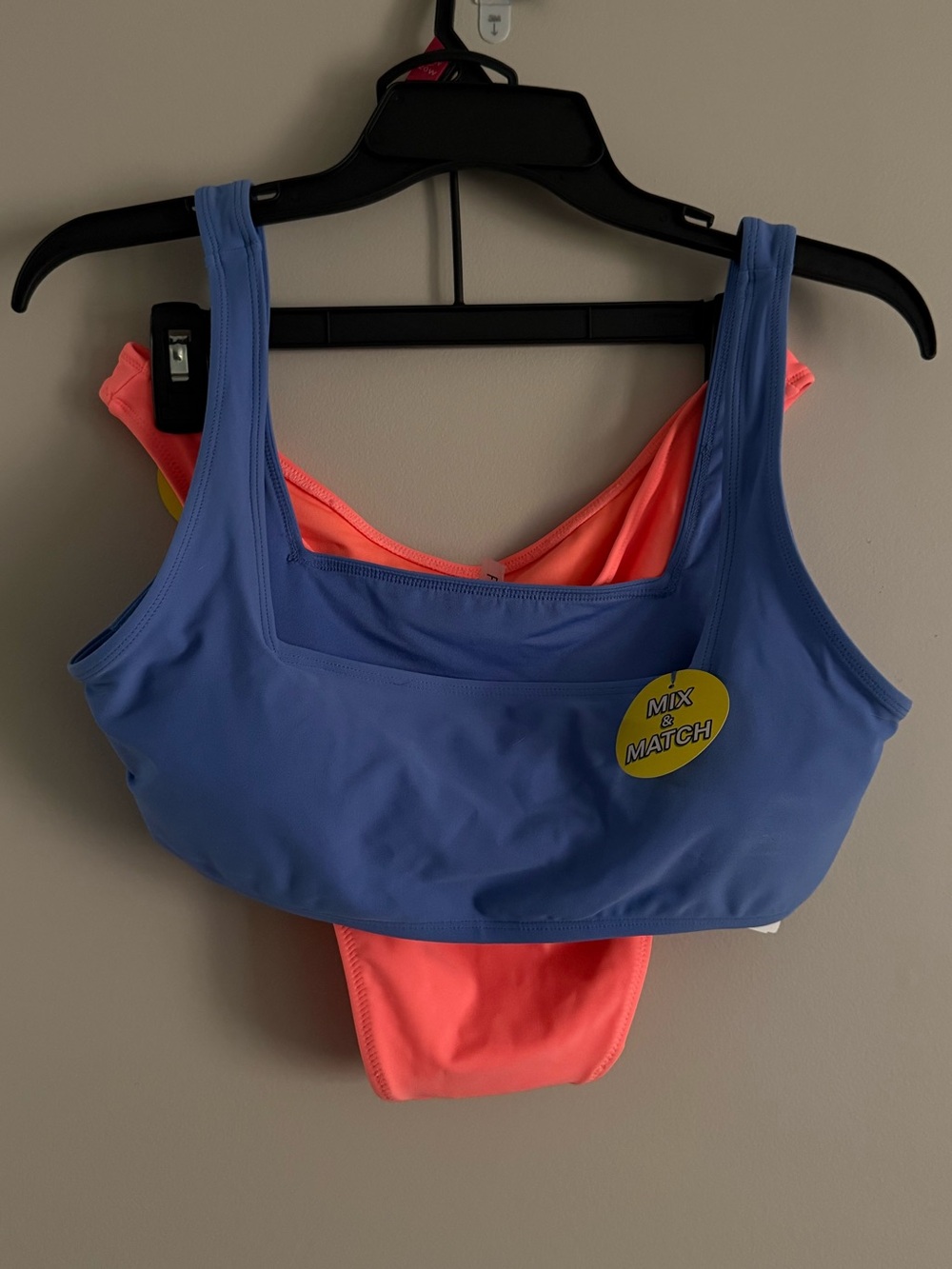 Two-Piece Women’s Swim Set in Blue and Coral